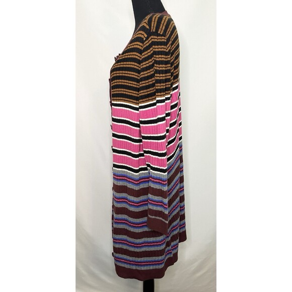 Lane Bryant Button Front Colorful Stripe Ribbed Duster Cardigan Women's 22/24 - Picture 3 of 12